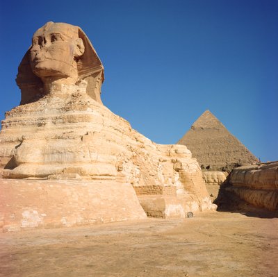 The Sphinx and the Pyramid of Khafre, Giza, Old Kingdom by Egyptian 4th Dynasty